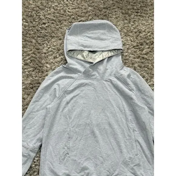 Lululemon Women’s Pullover Hoodie Size 6 Light Heather Gray Satin Trim Athletic - Picture 3 of 11